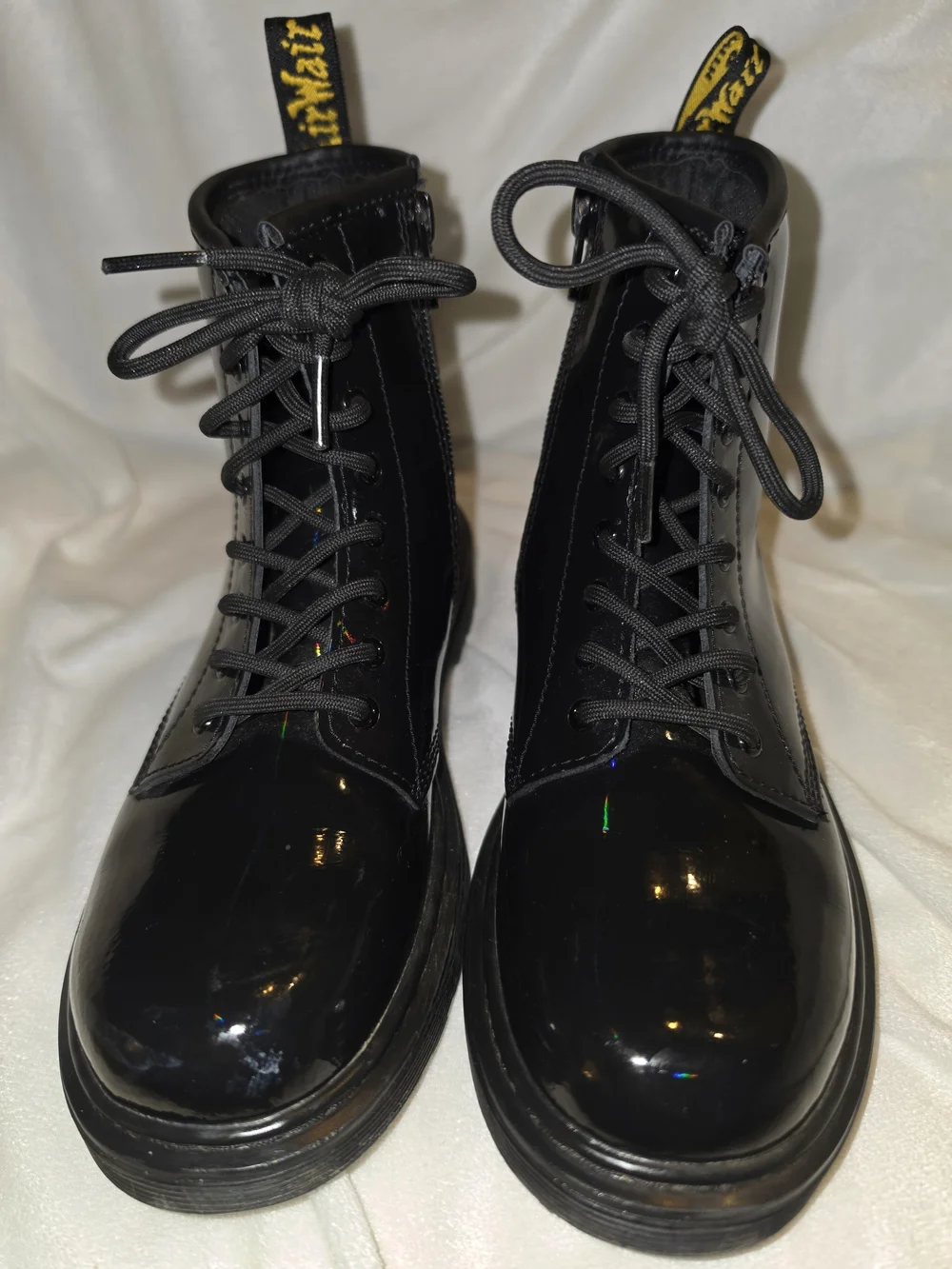 Dr. Martens Kids Black Patent Leather Combat Boots Zipper EU 34 US Youth 3